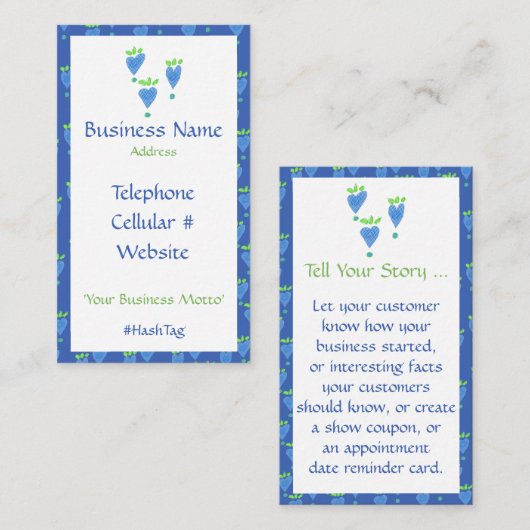 Blue Heart Feminine Visitekaartje (Voorkant / Achterkant)