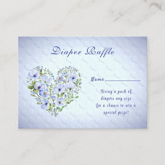 Blue Heart Floral Baby shower Enclosure Informatiekaartje (Voorkant)