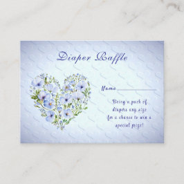 Blue Heart Floral Baby shower Enclosure Informatiekaartje
