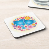 Blue Heart Floral Drankjes Onderzetter (Linkerzijde)