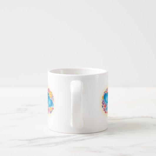 Blue Heart Floral Espresso Kop (Achterkant)