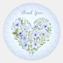 Blue Heart Floral Sticker