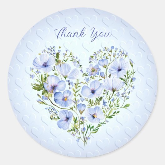 Blue Heart Floral Sticker (Voorkant)