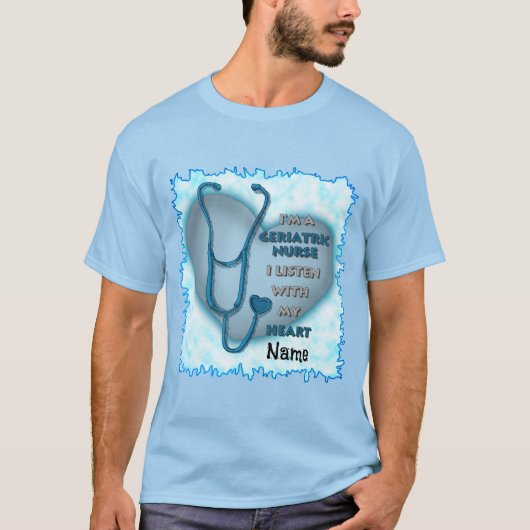 Blue Heart Geriatric Nurse T-shirt (Voorkant)