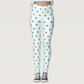 Blue Heart Girly Pattern Trendy Fashionable Yoga Leggings (Voorkant)