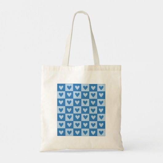 Blue Heart Grid-Canvas tas (Achterkant)