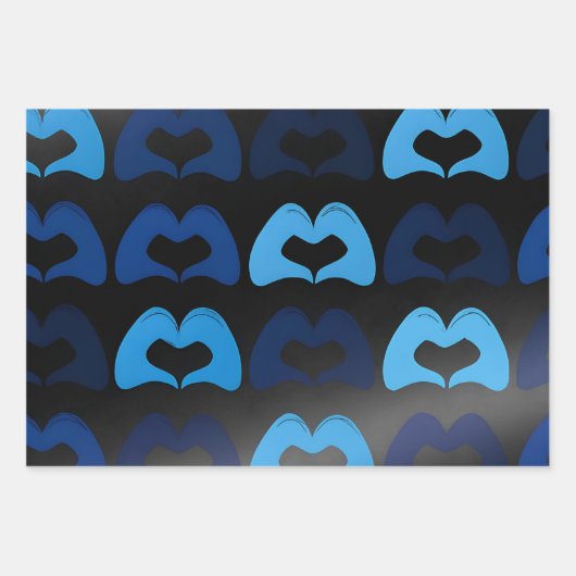 Blue Heart Hands Wrapping Paper - Premium Wrap (Voorkant)