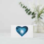 Blue Heart 'heart' visitekaartje wit (Staand voorkant)