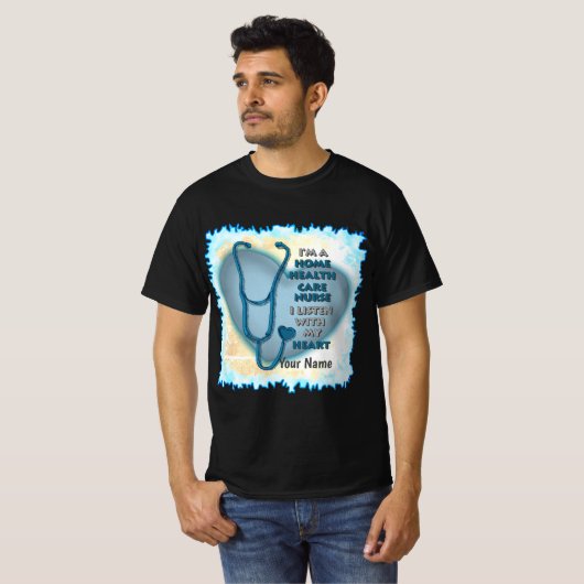 Blue Heart Home Health Care verpleegster T-shirt (Voorkant volledig)