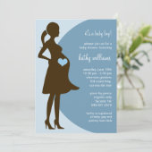 Blue Heart in Tummy Baby shower Invitation Kaart (Staand voorkant)