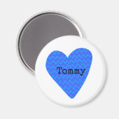 Blue Heart Kinder Name Family Grandouders Fun Magneet (Voorkant / Achterkant)