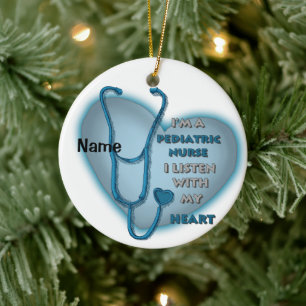 Blue Heart kinderverpleegkundige Keramisch Ornament