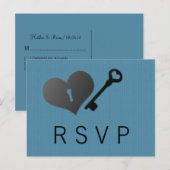 Blue Heart Lock en Key Response Kaart (Voorkant / Achterkant)