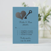 Blue Heart Lock en Key Response Kaart (Staand voorkant)