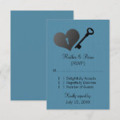 Blue Heart Lock en Key Response Kaart (Voorkant / Achterkant)