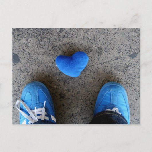 Blue Heart Love Briefkaart (Voorkant)