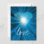 Blue Heart 'Love'-briefkaart Briefkaart (Voorkant / Achterkant)