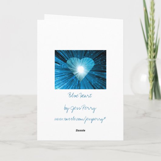Blue Heart 'Love' 'Jouw tekst' wenskaart Kaart (Achterkant)