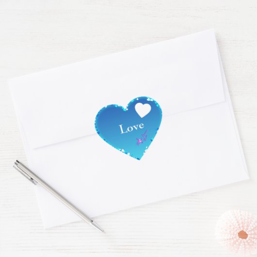 Blue Heart Love Stickers (Envelop)