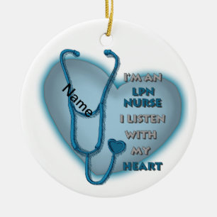 Blue Heart LPN verpleegster Keramisch Ornament