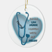 Blue Heart LPN verpleegster Keramisch Ornament (Links)