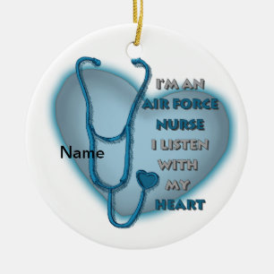 Blue Heart Luchtmacht Verpleegster Keramisch Ornament