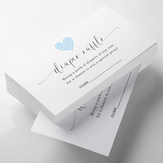Blue Heart Luier Raffle Baby shower Informatiekaartje
