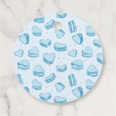 Blue Heart Macaron Valentijn Baby shower Bedankjes Labels (Achterkant)