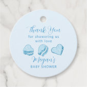 Blue Heart Macaron Valentijn Baby shower Bedankjes Labels (Voorkant)