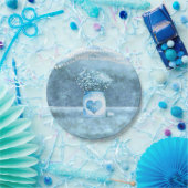 Blue Heart Mason Jar & Baby's Breath Wedding Papieren Bordje (Feest)