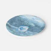 Blue Heart Mason Jar & Baby's Breath Wedding Papieren Bordje (Gekanteld)