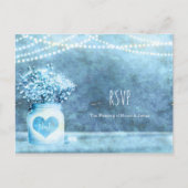 Blue Heart Mason Jar & Baby's Breath Wedding RSVP Uitnodiging Briefkaart (Voorkant)