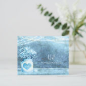 Blue Heart Mason Jar & Baby's Breath Wedding RSVP Uitnodiging Briefkaart (Staand voorkant)
