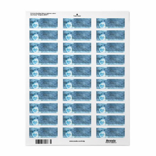 Blue Heart Mason Jar & Baby's Uitnodiging Etiket (Full Sheet)