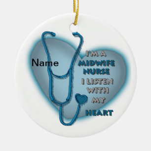 Blue Heart Midverlosse verpleegster Keramisch Ornament