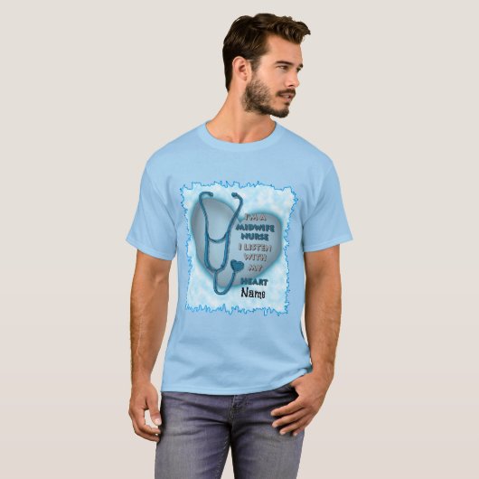 Blue Heart Midverlosse verpleegster T-shirt (Voorkant volledig)