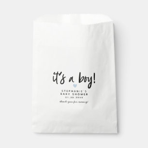 Blue Heart Modern Baby shower Bedankzakje