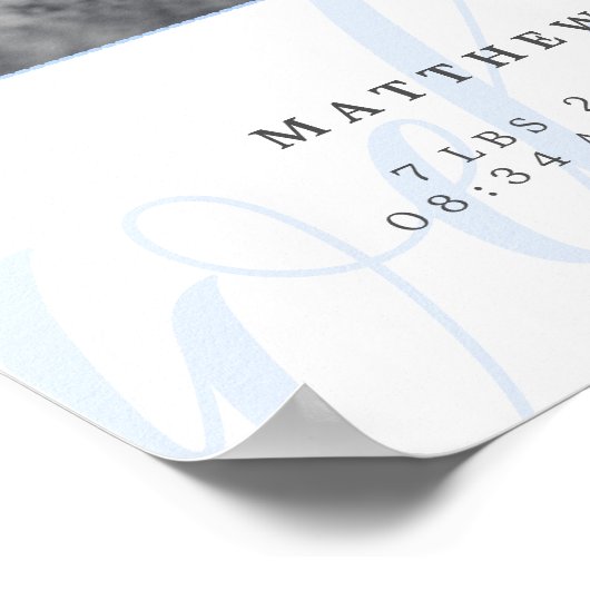 Blue Heart Monogram Baby Foto Collage Poster (Hoek)