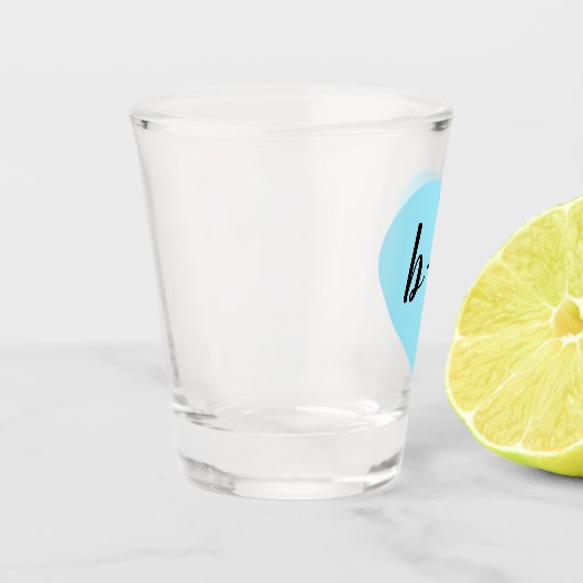 Blue Heart Monogram Shot Glas (Links)