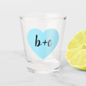 Blue Heart Monogram Shot Glas (Voorkant)
