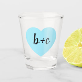 Blue Heart Monogram Shot Glas