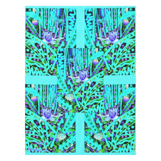 Blue Heart Moon & Wonder Blue Rozen Tafelkleed (Voorkant)