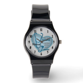 Blue Heart Nurse Medic Horloge