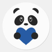 Blue Heart Panda Ronde Sticker (Voorkant)