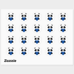 Blue Heart Panda Ronde Sticker