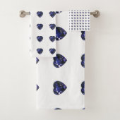 Blue Heart Pattern Bad Handdoek (Insitu)