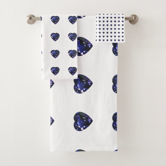 Blue Heart Pattern Bad Handdoek (Insitu)