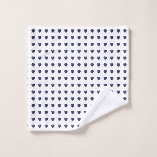 Blue Heart Pattern Bad Handdoek (Wasdoekje)