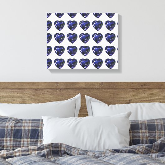 Blue Heart Pattern Canvas Afdruk (Insitu (Slaapkamer))