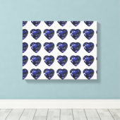 Blue Heart Pattern Canvas Afdruk (Insitu (Houten vloer))